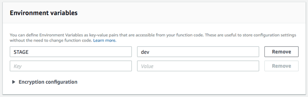 Staging environment variable in AWS Lambda