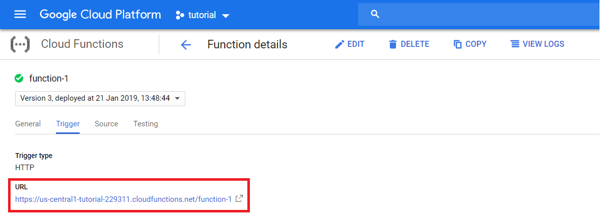 Google Cloud Functions Function Trigger