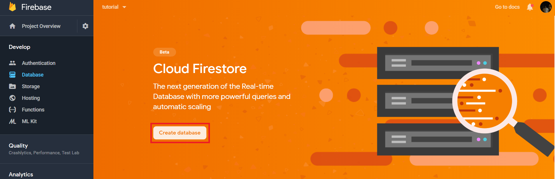 Google Firebase Firestore Landing Page