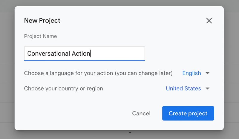 New Google Action Project