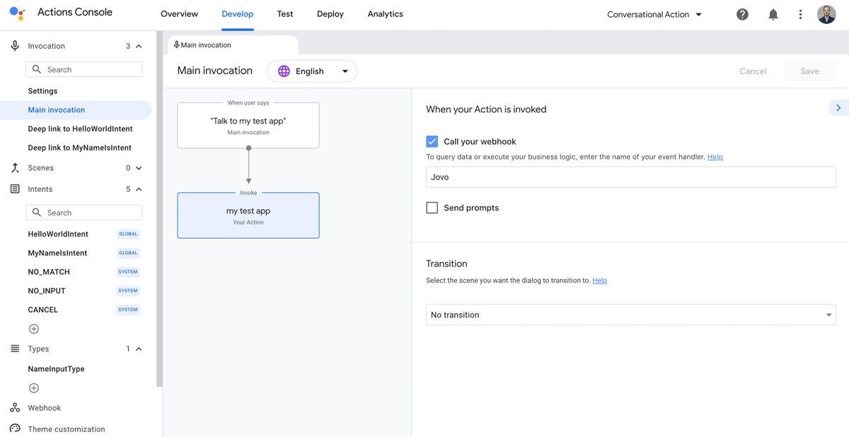 Updated Google Action Builder by Jovo CLI