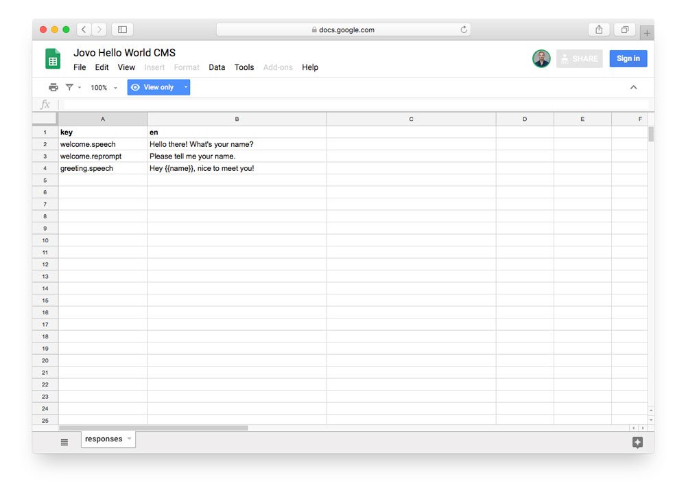 Google Spreadsheet as CMS for Alexa and Google Assistant